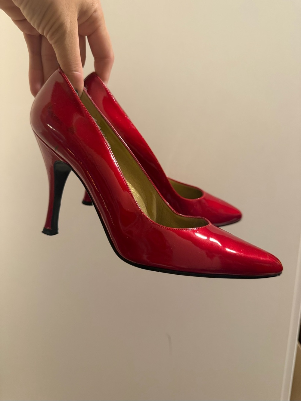 Stuart Weitzman Red Patent Pointed-Toe Stiletto Pumps